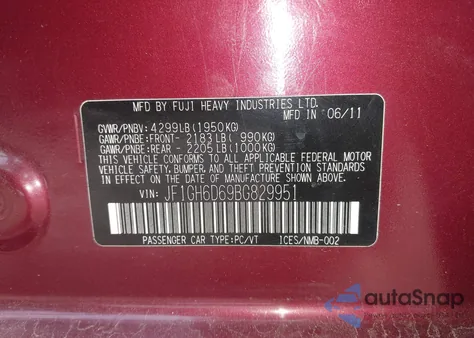 2011 Subaru Impreza Outback Sport z USA, uszkodzony, nr VIN JF1GH6D69BG829951